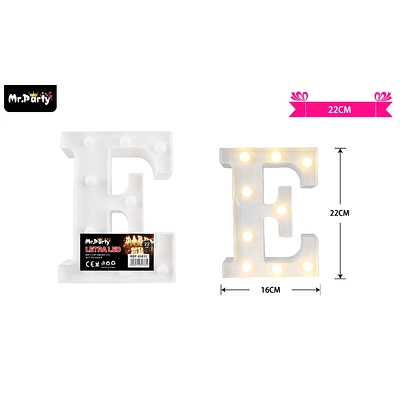 LETRA E CON LUZ LED 22CM - 1