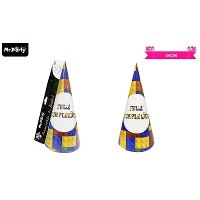 GORRO DE BLOQUES DE CONSTRUCCION 34CM 6PCS - 1