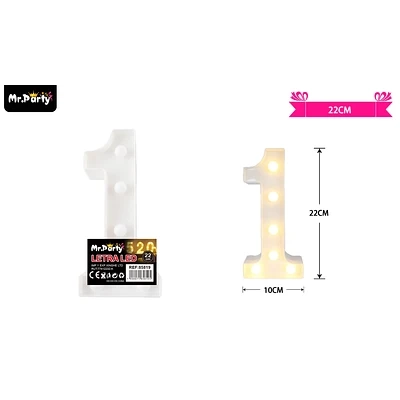 NUMERO 1 CON LUZ LED 22CM - 1