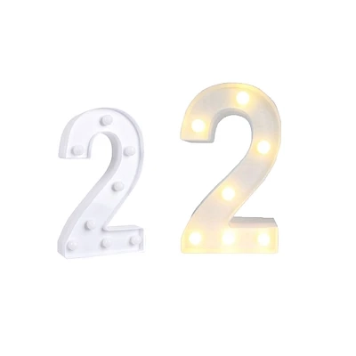 NUMERO 2 CON LUZ LED 22CM - 2