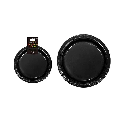 PLATOS PLASTICOS NEGRO 18CM 10PCS - 2