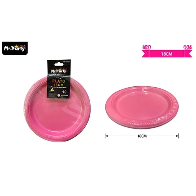 PLATOS PLASTICOS FUCSIA 18CM 10PCS - 1