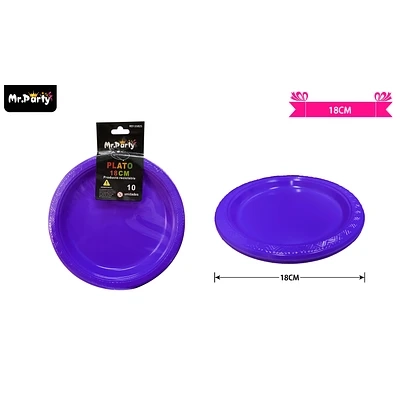 PLATOS PLASTICOS MORADO 18CM 10PCS - 1