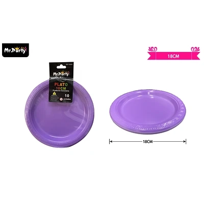 PLATOS PLASTICOS LILA 18CM 10PCS - 1