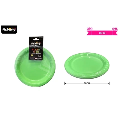 PLATOS PLASTICOS VERDE 18CM 10PCS - 1