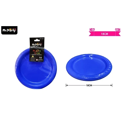 PLATOS PLASTICOS AZUL 18CM 10PCS - 1
