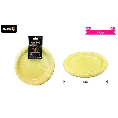 PLATOS PLASTICOS AMARILLO 18CM 10PCS - 1