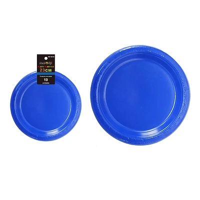PLATOS PLASTICOS AZUL INTENSO 23CM 10PCS - 1