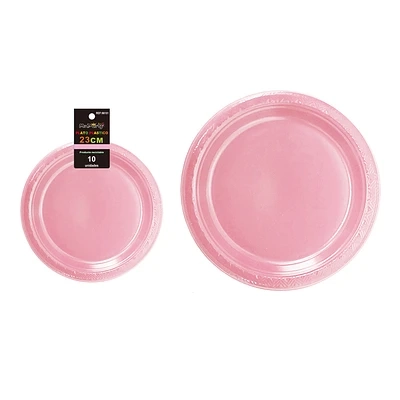 PLATOS PLASTICOS ROSADO 23CM 10PCS - 1
