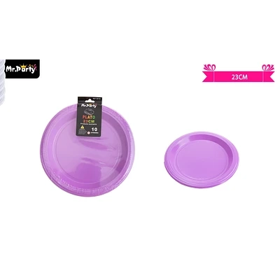 PLATOS PLASTICOS LILA 23CM 10PCS - 1