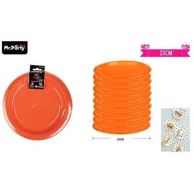 PLATOS PLASTICOS NARANJA 23CM 10PCS - 1