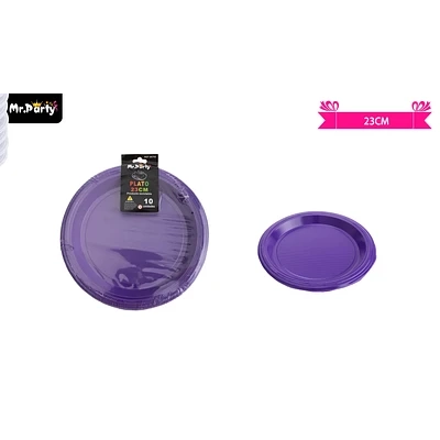 PLATOS PLASTICOS MORADO 23CM 10PCS - 1