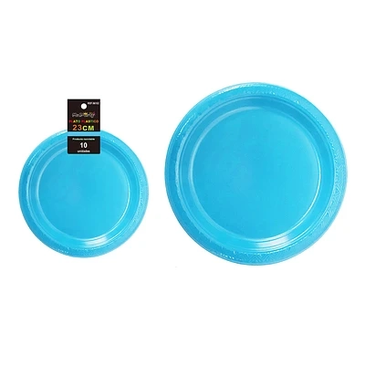 PLATOS PLASTICOS AZUL 23CM 10PCS - 1