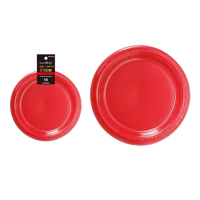 PLATOS PLASTICOS ROJO 23CM 10PCS - 1
