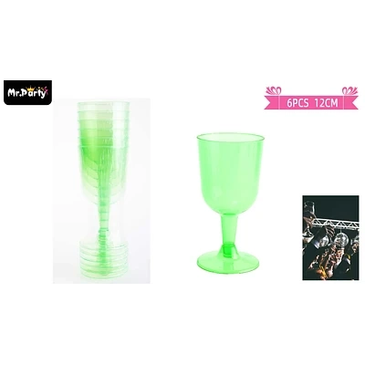 COPAS DE VINO DESECHABLE VERDE 6PCS - 1