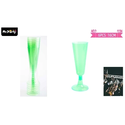 COPAS DE CHAMPAGNE DESECHABLE VERDE 6PCS - 1