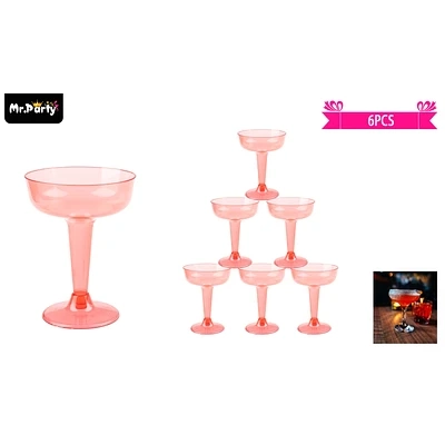 COPAS DE COCTEL PLASTICOS ROJO 6PCS - 1
