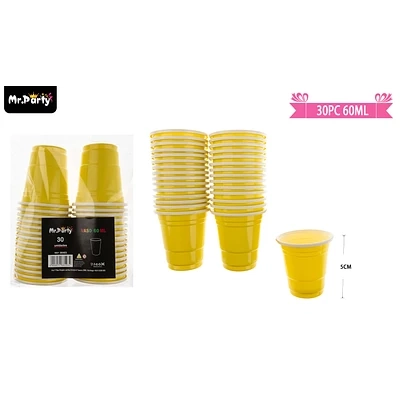 VASOS PLASTICOS SHOT DESECHABLE AMARILLO 60ML 30PCS - 1