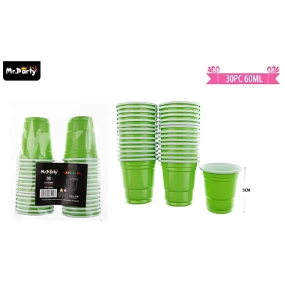 VASOS PLASTICOS SHOT DESECHABLE VERDE 60ML 30PCS - 1