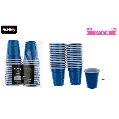 VASOS PLASTICOS SHOT DESECHABLE AZUL MARINO 60ML 30PCS - 1