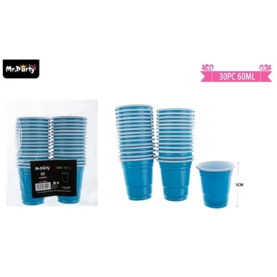 VASOS PLASTICOS SHOT DESECHABLE CELESTE 60ML 30PCS - 1