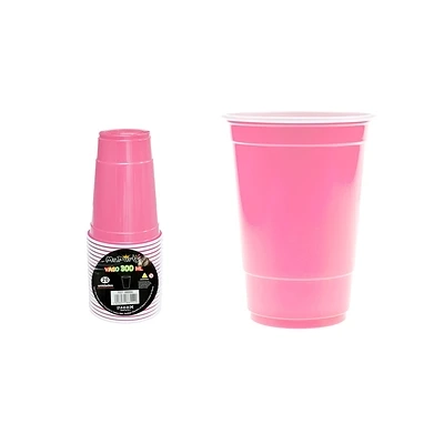 VASOS PLASTICOS DESECHABLE BICOLOR ROSADO 300ML 20PCS - 1