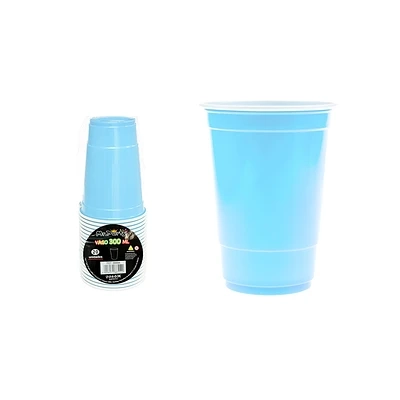 VASOS PLASTICOS DESECHABLE BICOLOR CELESTE 300ML 20PCS - 1