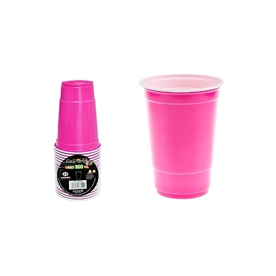 VASOS PLASTICOS DESECHABLE BICOLOR FUCSIA 300ML 20PCS - 1