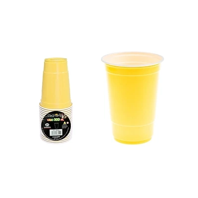 VASOS PLASTICOS DESECHABLE BICOLOR AMARILLO 300ML 20PCS - 1