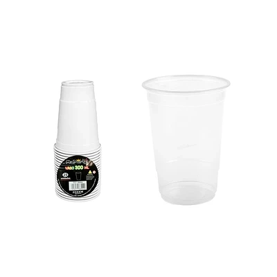 VASOS PLASTICOS DESECHABLE TRANSPARENTE 300ML 20PCS - 1