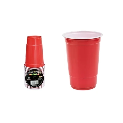 VASOS PLASTICOS DESECHABLE BICOLOR ROJO 300ML 20PCS - 1