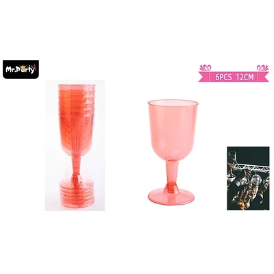 COPAS DE VINO DESECHABLE ROJO 6PCS - 1