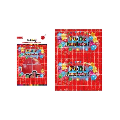 CORTINAS DE CUMPLEAÑOS CON DISEÑO GLOBOS ROJO 1M*2M - 1