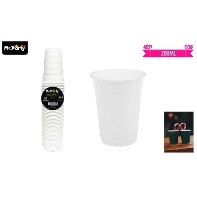 VASOS PLASTICOS BLANCO 200ML 50PCS - 1