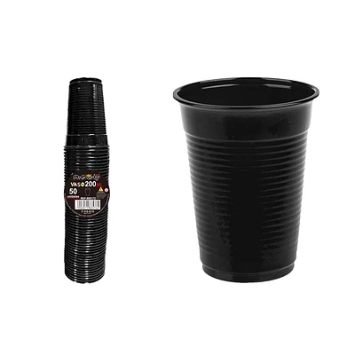 VASOS PLASTICOS NEGRO 200ML 50PCS - 1