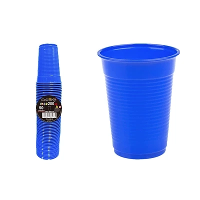 VASOS PLASTICOS AZUL 200ML 50PCS - 1