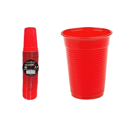 VASOS PLASTICOS ROJO 200ML 50PCS - 1