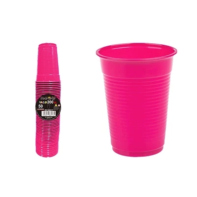 VASOS PLASTICOS FUCSIA 200ML 50PCS - 1