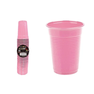 VASOS PLASTICOS ROSADO 200ML 50PCS - 1