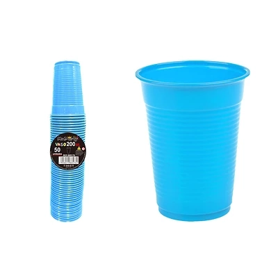 VASOS PLASTICOS CELESTE 200ML 50PCS - 1