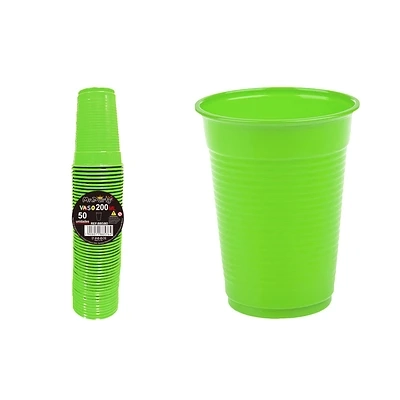 VASOS PLASTICOS VERDE 200ML 50PCS - 1
