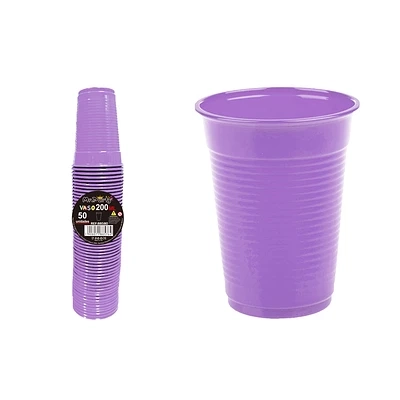 VASOS PLASTICOS LILA 200ML 50PCS - 1