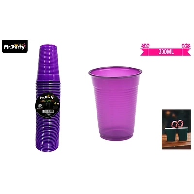 VASOS PLASTICOS MORADO 200ML 50PCS - 1