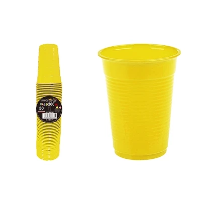 VASOS PLASTICOS AMARILLO 200ML 50PCS - 1