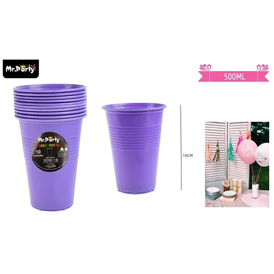 VASOS PLASTICOS DESECHABLE MORADO CLARO 500ML 10PCS - 1