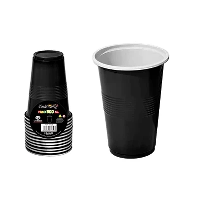 VASOS PLASTICOS NEGRO DOBLE BICOLOR 500ML 10PCS - 1
