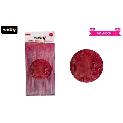 CORTINA METALIZADA ROJA HOLOGRAFICA 1M*3M - 1