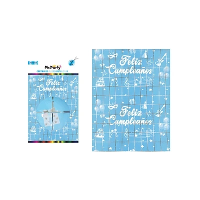 CORTINAS DE FELIZ CUMPLEAÑOS AZUL 1M*2M - 1