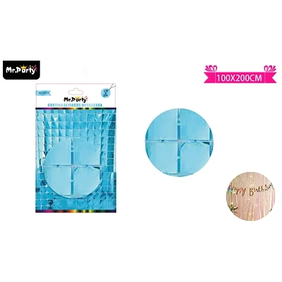 CORTINA METALIZADA CELESTE CUADRADO 1M*2M - 1
