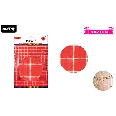 CORTINA METALIZADA ROJA CUADRADO 1M*2M - 1